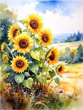 Tile Mural Sunny Meadow Sunflowers Kitchen Shower Wall Backsplash Marble Ceramic