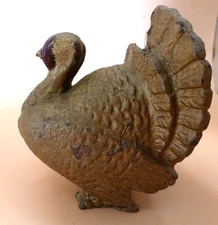 1920s A.C. Williams Co. Cast Iron Turkey Coin Bank Gold Tone 3.5" T x 2.75" W