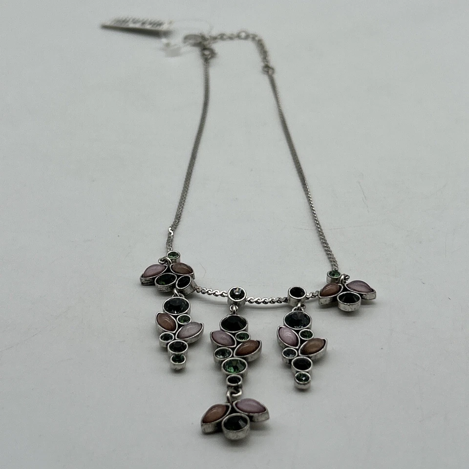 Collar de cadena enchapado en plata diseño danés peregrino abstracto multicolor Foto 2 de 4