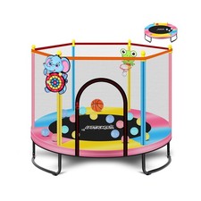 Pink Indoor Trampoline for Kids 2-5, 5ft Mini Indoor  Outdoor Small Toddler ...