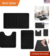 Bathroom Rugs Set Memory Foam Bath Mat Non Slip Absorbent Shaggy 3 Piece