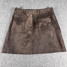 Women's Chocolate Brown Suede Mini Skirt Front Pockets Cowgirl Western Size 6