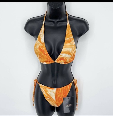 Naked Wardrobe Swim Dreamsicle String Bikini Swimsuit NEW Sz L Style NW-W0732