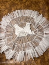 Girls Vintage Pageant Sheer Nylon Full Slip Ruffle Frilly Slip Dress Made USA 4T