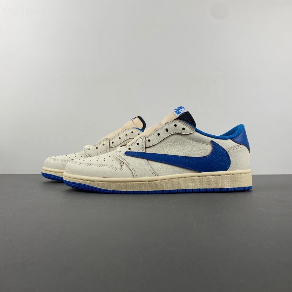 ravis Scott x Fragment x Air Jordan 1 Low OG 'White blue' DM7866