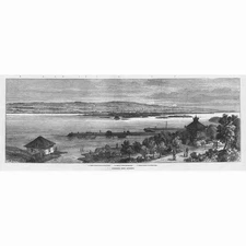 RUSSO-TURKISH WAR View of Rustchuk from Giurgevo (Giurgiu) - Antique Print 1877