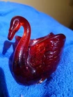 Fenton Swan Figurine Red Glass Decorative Birds Glossy Impressed