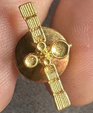 Vintage NASA Satellite Lapel Pin Tie Tac Gold Tone Space Exploration Program
