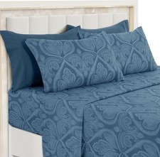 Ultra Soft Wrinkle-Microfiber Paisley Queen Sheet Set, Cute Floral Pattern Boho