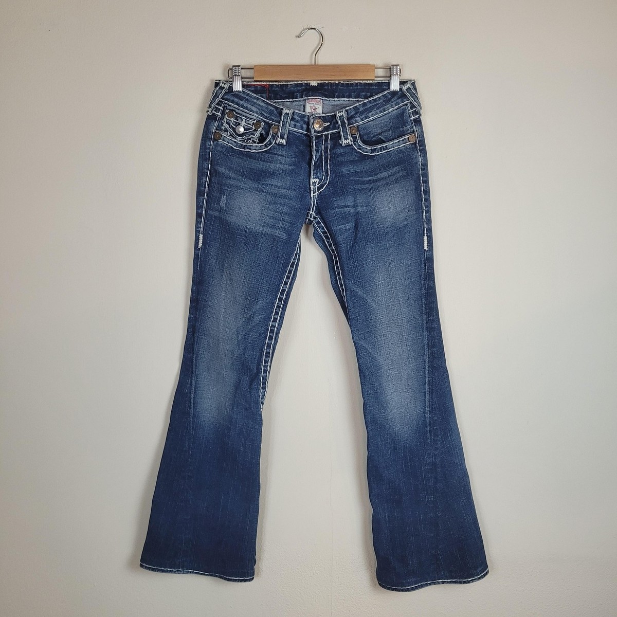 ✅USA製 TRUE RELIGION SUPER T デニムパンツ y2k True Religion Joey Super T Jeans Womens 30 Blue Denim Flare