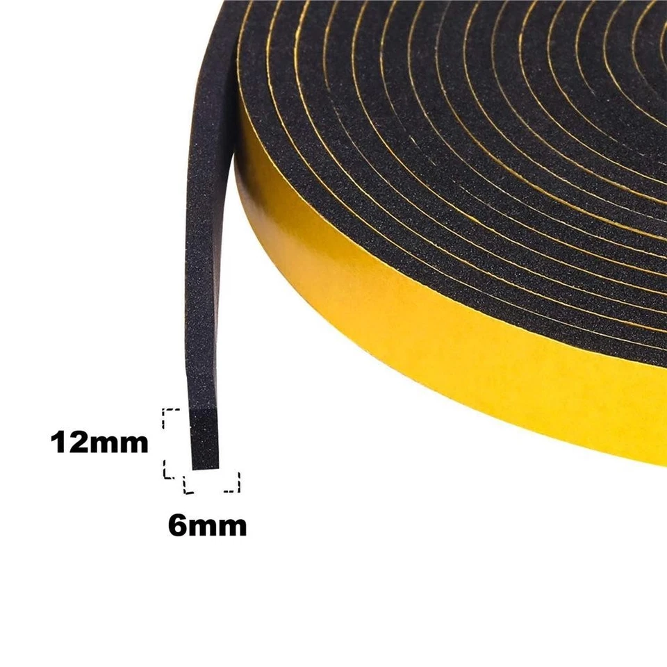 Draught Excluder Foam Tape Adhesive Weather Strip Door Window 10m x 12mm x 6mm - Image 2 of 4
