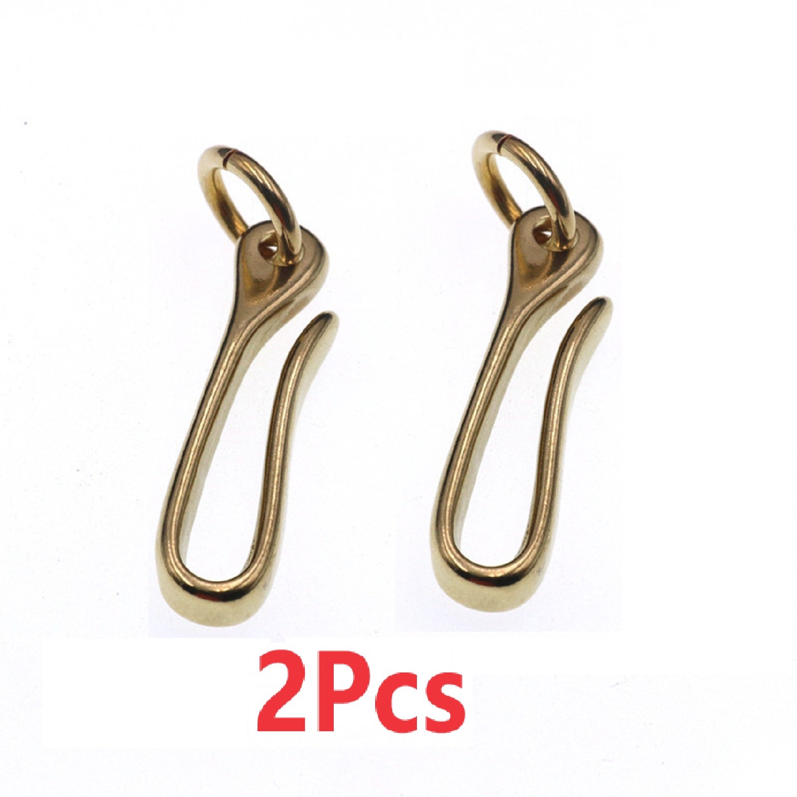 2Pc Vintage Brass Keychain with Belt Hook and Wallet Chain