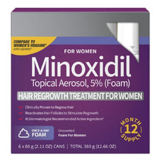 Kirkland Minoxidil 5 FOAM WOMEN Hair Regrowth Treatment 12 Months Free Shipping