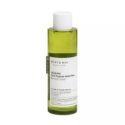 MARY & MAY Vegan CICA Tea Tree AHA PHA Toner 200mL  K-beauty