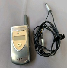 Vintage Motorola V60t Color Silver Flip Phone Untested With Mono Ear Piece
