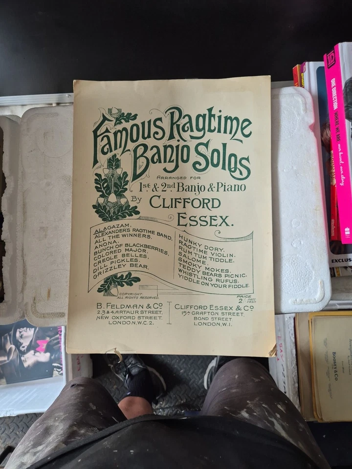 Partition vintage Clifford Essex « Célèbres solos de banjo ragtime » - Photo 1/1