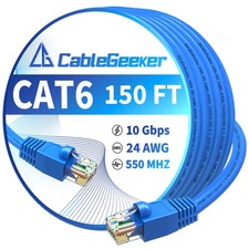Cat 6 Ethernet Cable 150 ft, High Speed 10Gbps CCA Internet Network Cable, 24...