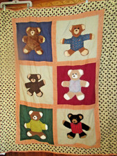 Teddy Bear Quilt 3D Plush 56 x 48 Blanket Throw Nursery Baby
