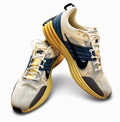 Nike Lunar Running Shoes Mens 11.5 Cream Yellow Navy DV2440-700 Athletic Trainer
