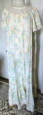 Edwardian Floral Nightgown Maxi Dress Lace Trim Short Sleeve Vintage Boho