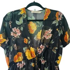 Liberty Love Maternity Boho Cottagecore Floral Maxi Sheer Dress Coverup Small