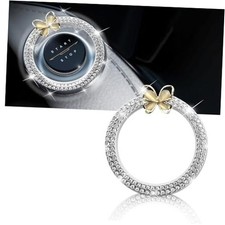 Cat Opal Butterfly Crystal Double Diamond Engine Start Ring Decals, Car Silver