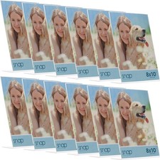 Set of 12 Clear Acrylic Self-Standing 8x10 Photo Frames for Displaying Pictures