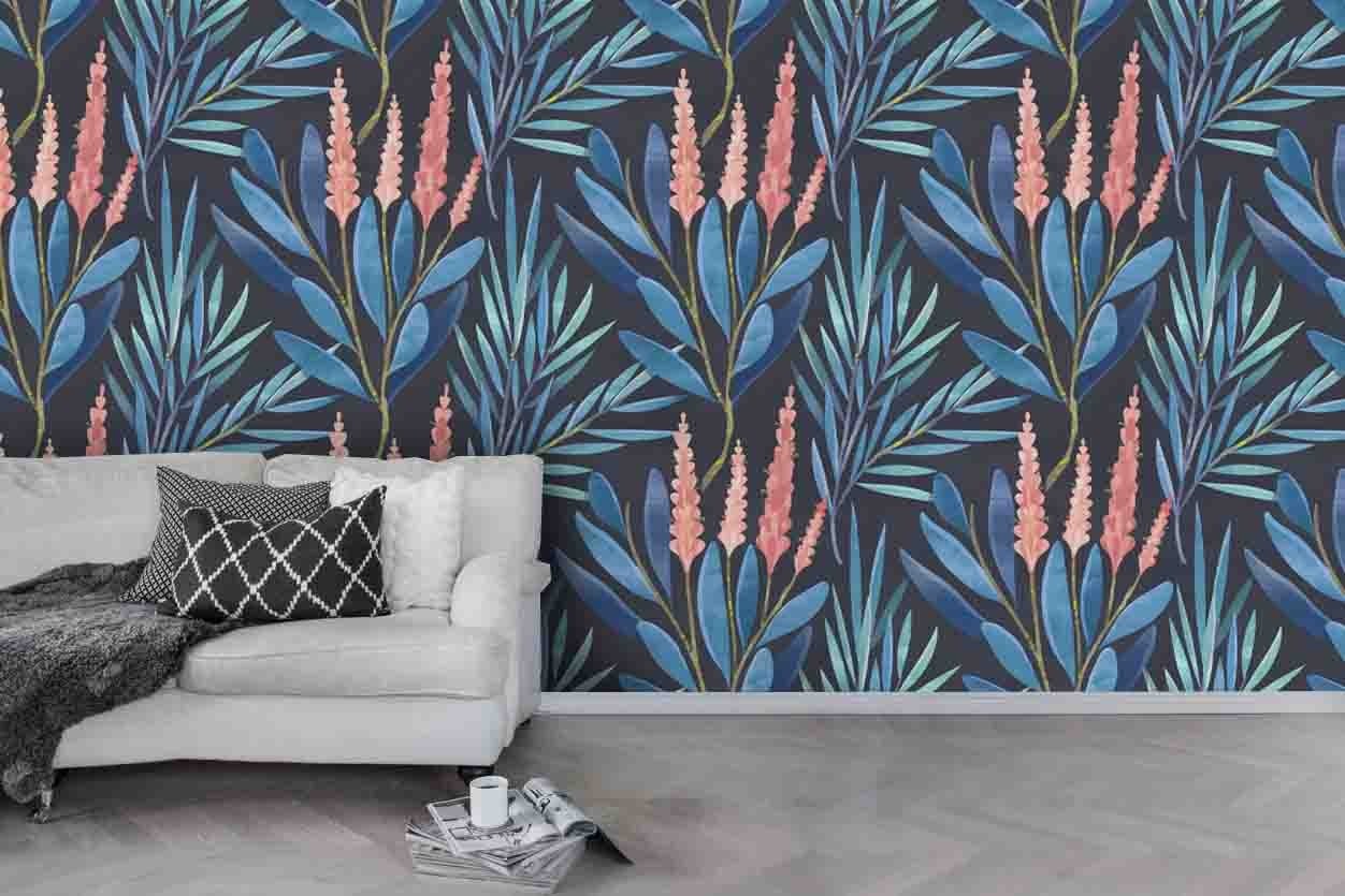 3D Flowers Leaves Watercolor Pattern Wall Murals Wallpaper Murals Wall Sticker
