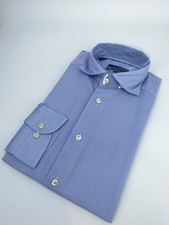 Eton Dress Shirt Mens M 15 1/2 - 39 Blue White Polka Dot Contemporary Button Up