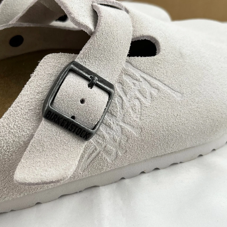 Zueco Birkenstock Boston x Stussy Bone gamuza cuero plantilla suave seleccionar talla Foto 3 de 4