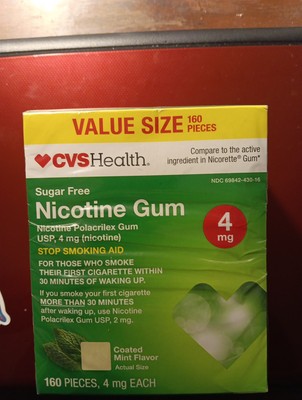 CVS Health Sugar Free Coated Mint 4mg Nicotine Polacrilex Gum - 160 Pieces 4/25
