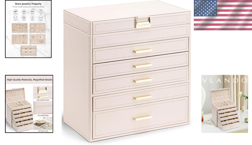 Joyero Rosa Ajustable - Reloj Pulsera Collar Foto 2 de 4