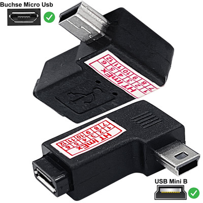 Mini USB Stecker to Micro USB Buchse Adapter für HDD Festplatte extern Hurricane