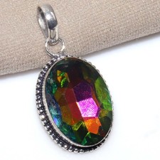 Rainbow Mystic Topaz 925 Silver Plated Pendant 1.6