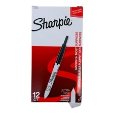 12 Markers Sharpie Black Retractable Permanent Markers Ultra Fine Point