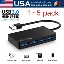 1~5X 4 Port USB 3.0Hub Splitter Multi Adapter 5Gbps Expansion for Laptop Desktop