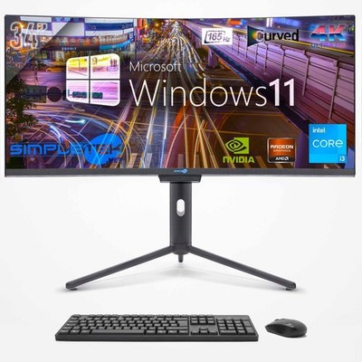 Aio All In One I3 34'' Curved 4K Gpu GTX1650 Win11 16Gb 480Gb Editing Gaming Pc