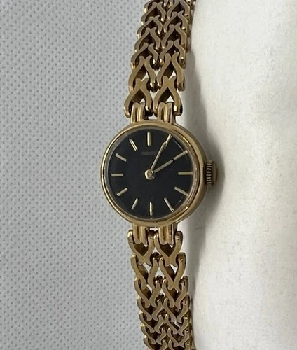 🖤💛Gorgeous Ultra Rare Vintage WindUp SEIKO Women Watch Black Face💛🖤