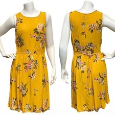 Old Navy Women's Small Petite Yellow Sleeveless Floral Print Dress