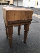 ANTIQUE MAPLE WOOD BUTCHER BLOCK TABLE DOVETA...