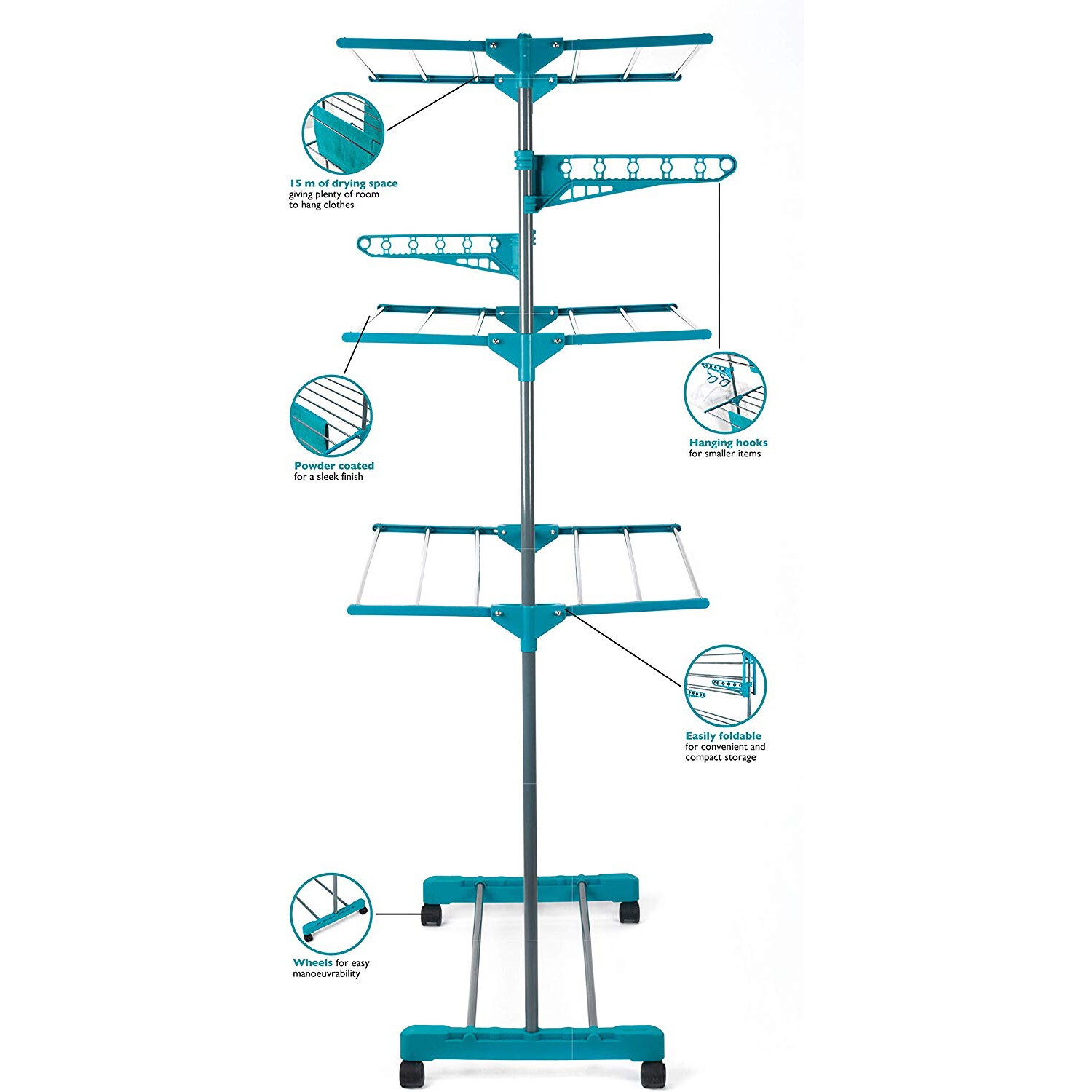 Beldray Clothes Airer Laundry 3 Tier Drying Rack 15M Drying Space