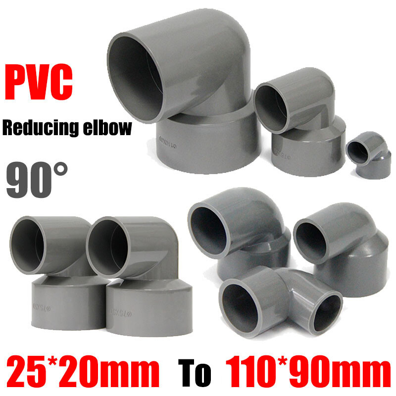 Acoplamiento de enchufe reductor de montaje de tubería reductor de codo de PVC 90° 20 mm a 110 mm gris
