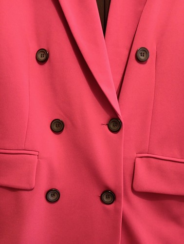 Boom Boom Jeans Red Blazer Jacket Double Breasted Sz L Polyester Blend Lined - Picture 2 of 15