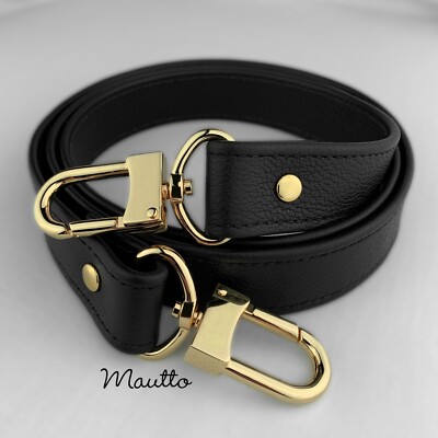 Thick Black Pebble Leather Strap Replacement: Shoulder to