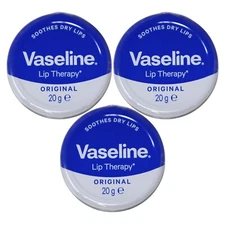 Pack of 3 - Vaseline Lip Therapy Original Lip Balm Tin, 0.7 Oz (20g) - Free Ship