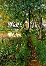 Vor dem Haus in Aibling Teich Weiher Pfad Schatten Weg Sommer Sperl A3 06