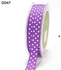 5/8 Inch Grosgrain Dots Ribbon - May Arts DD47 - Purple/White dots - 6.5 yards
