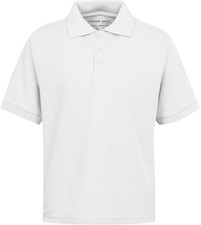 Boy's School Uniform Short Sleeve White Polo Shirt TAGLESS Sizes, 4-14 NWT
