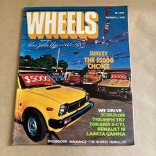 Vintage Australian August 1978 Wheels Car Magazine Holden Tarana Renault Lancia