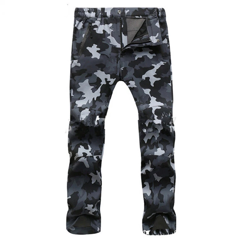 Mens Fishing Trousers Ski Walking Waterproof Cargo Hiking Outdoor Warm Pants